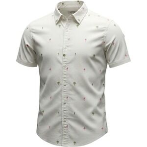 Free‎ Planet Men's White Flamingo Palm Tree Pineapple Shirt Small Short Sleeve